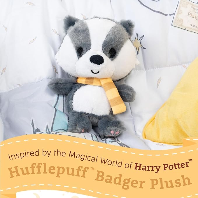 KIDS PREFERRED Harry Potter Hufflepuff Badger Plush Stuffed Animal with Yellow Stripped Scarf Hogwarts House Collectible for Babies, Toddlers, and Kids 6 Inches