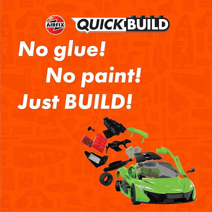 Airfix J6021 Quickbuild Plastic Model Car Kits - McLaren P1 Green - Easy Assembly Snap Together Model Kit, Classic Race Cars for Adults & Kids to Build, Model Sport Cars, Building Toys Set