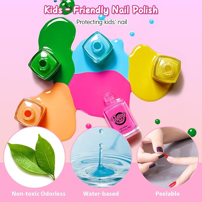 Kids Nail Polish Set for Girls, Kids Nail Art Kit for Girls Ages 7-12 Years Old - Cool Girly Stuff - Girls Gifts Ideas -6 7 8 9 10 11 12 Year