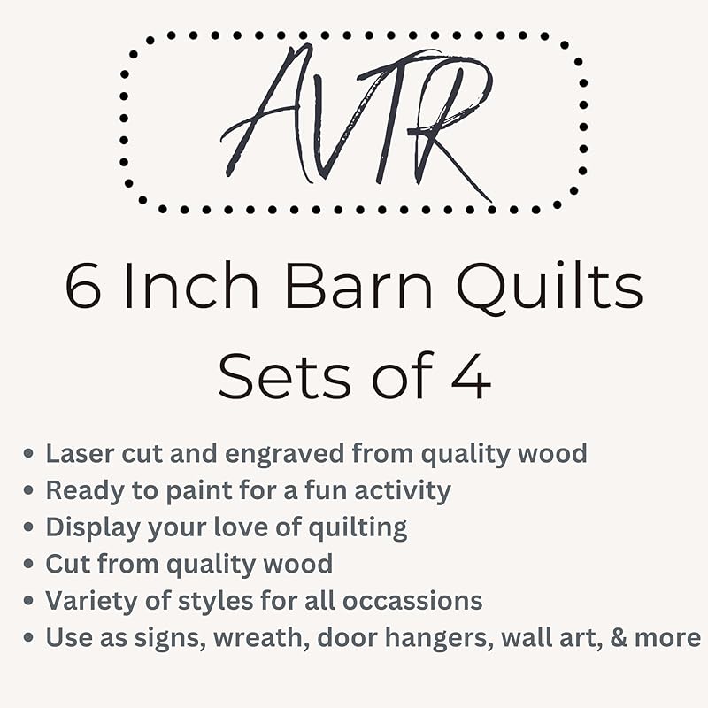 4 Barn Quilt Kit DIY Pattern to Paint, Unfinished Wood Quilting Block Sign for Painting, DIY Paintable Art, Adults Kids (6 Inches Square) (Winter Set Snowman, Christmas Tree, Snowflake) AVTRBoutique