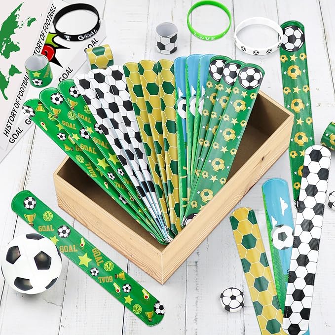 40 Pieces Soccer Party Favors, Soccer Silicone Wristbands Soccer Bracelets for Soccer Game Day Teens Birthday Soccer Theme Party Soccer Team Awards Presents