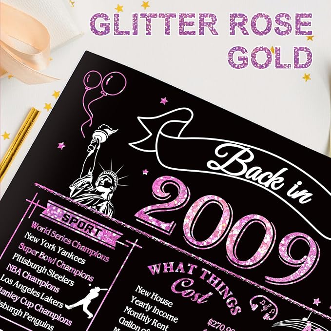 16th Birthday Card for Girls Her, Jumbo 3D Pop Up Sweet 16th Birthday Gifts Cards, Back In 2009 Happy 16 Year Old Birthday Decorations Cards Card for Daughter Granddaughter, Rose Gold