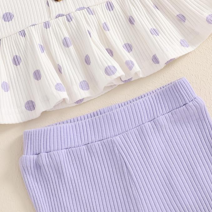 Mubineo Toddler Baby Girl Clothes Cute Ribbed Outfits Knit Long Sleeve Shirt Tops Bell Bottom Pant Fall Winter Outfit