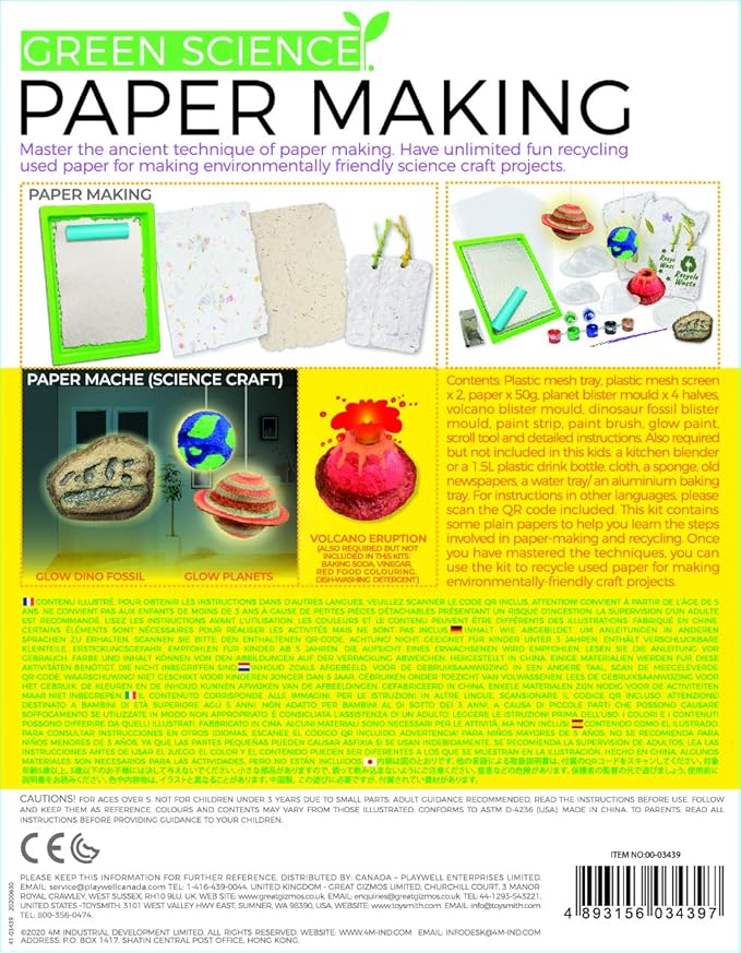 4M Green Science Paper Making Kit from STEAM Powered Kids, Have Recycling and Paper Mache Science Craft, It’s A Glow Kit! reddot Design Award Winner 2015, Ages 5+