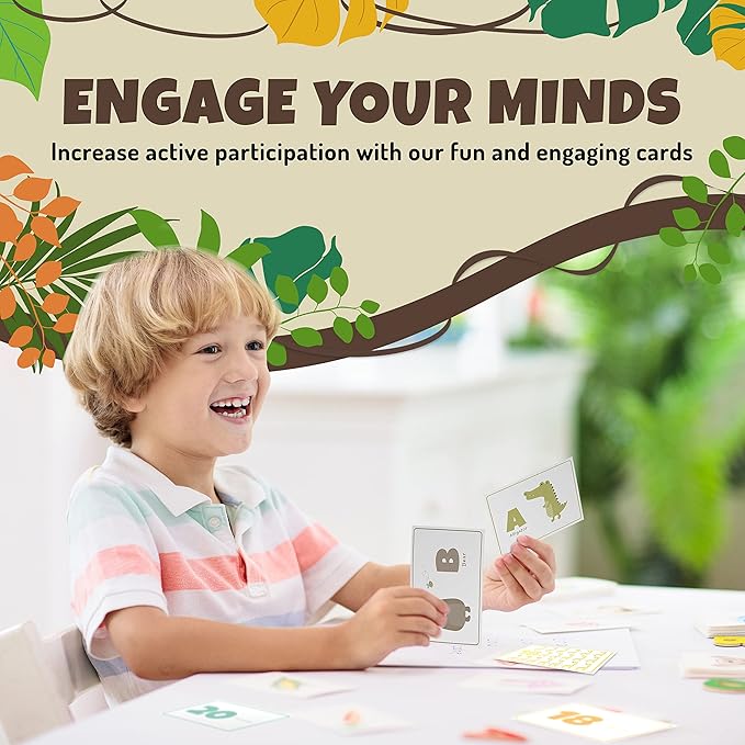 Alphabets and Numbers Animal Flash Cards for Babies, Toddlers, Pre-K, and Kindergarten – Montessori Learning Gift – Uppercase & Lowercase Letters, 123 – 46 Extra Thick Educational Cards