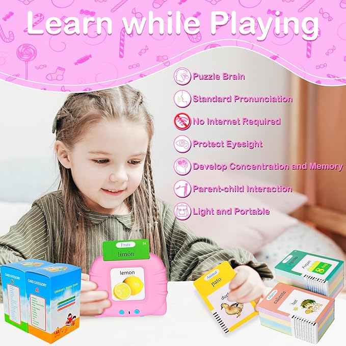 510 Spanish Flash Cards for Kids 3+ Years,Pocket Speech for Toddlers,Autism Sensory Toys,Learning Montessori Toys,Speech Therapy Toys for Kids Toddlers