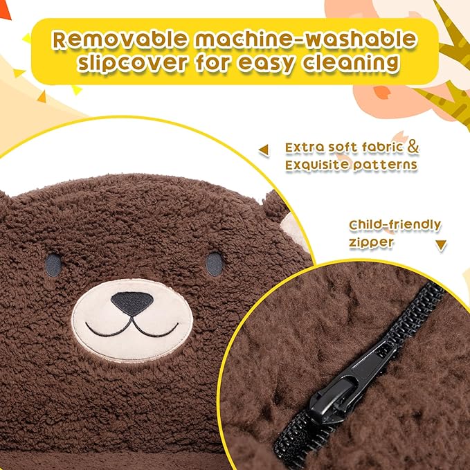 ALIMORDEN Toddler Couch Ultra-Soft Snuggle Chair, Comfy Sherpa Foam Filled Lovely Bear Sofa, Kids Cozy Corner Play Couch for Boys and Girls, Brown