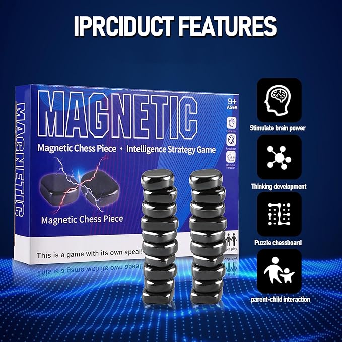 4 Packs Magnetic Chess Game with Stones, Magnetic Chess Game with Rocks, Magnet Game with String, Family Gatherings Board Games for Kids & Adults