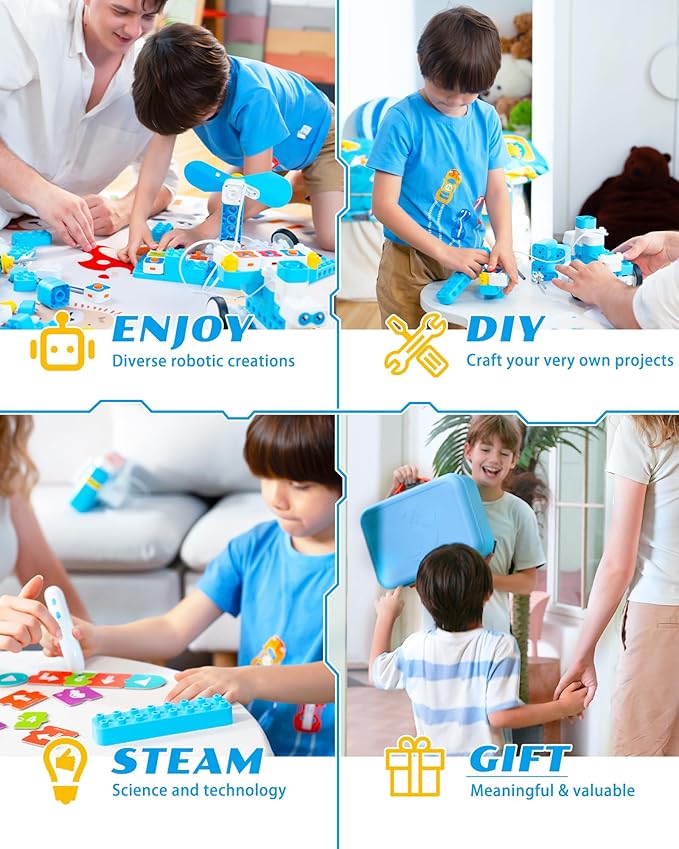 WhalesBot B3 Pro 24-in-1 STEM Card & Pen Coding Robot Kit for Kids, 99-Piece Educational Building Set with Interactive Storytelling, Ideal Toy Gift for Boys & Girls Ages 4-6