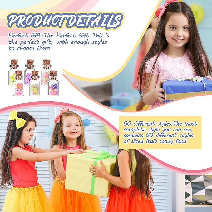 70 Pieces Cute Miniature Dollhouse Food Jar Glass Bottle 1:12 Pretend Play Doll House Kitchen Decoration 1:6 Fruit Candy Snack Mold Mini Kitchen Food Model Dollhouse Accessories for Girls Kids Boys