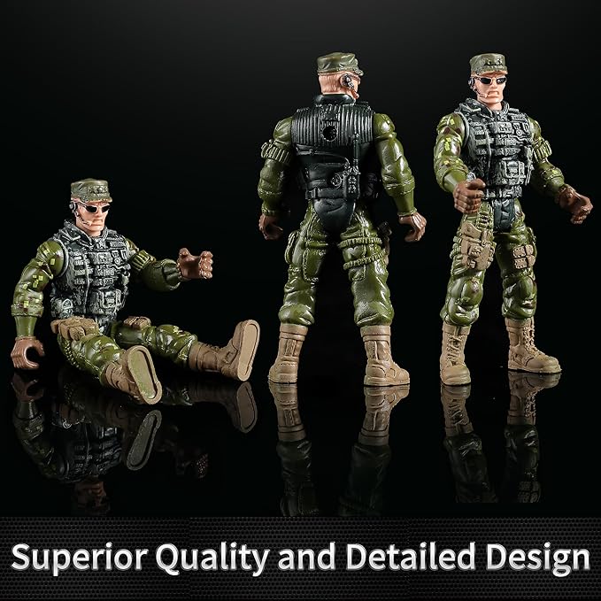 Army Men Action Figures Set, Include 12 Toy Soldiers with Digital Camo and Millitary Weapons-US Army Special Forces Group Toys for Kids Boys, Best Age 4-7 Year Old