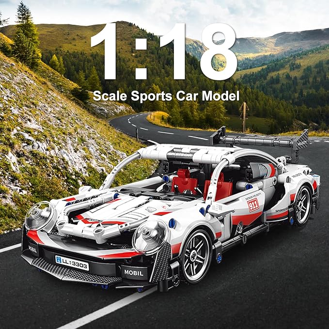 540 Piece Sports Car Model Building Kit for Kids,Teens and Adults,MOC 1:18 Racing Pull Back Car Model Building Set,STEM Educational Building Toy Car,Christmas Birthday Gift for Boy Girl Age 6+