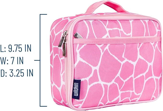 Wildkin Kids Insulated Lunch Box Bag for Boys & Girls, Reusable Kids Lunch Box is Perfect for Elementary, Ideal Size for Packing Hot or Cold Snacks for School & Travel Bento Bags (Pink Giraffe)
