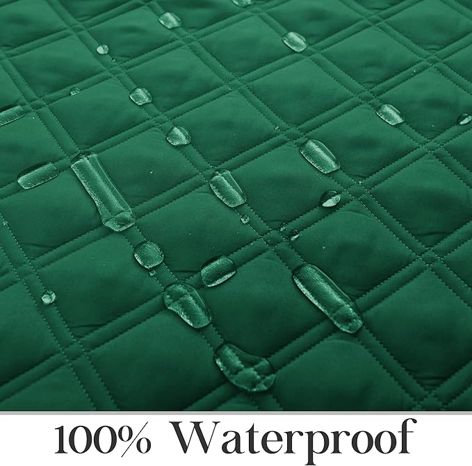 TOMORO Non-Slip Quilted Recliner Cover, 100% Waterproof Recliner Chair Slipcover Furniture Protector with Pockets, Washable Couch Cover with Elastic Straps for Kids and Pets，23 Inch
