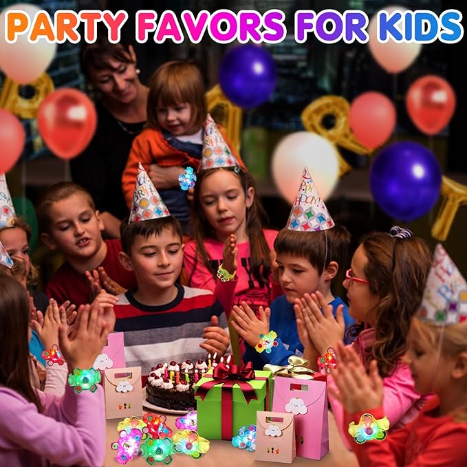 25 Pack Party Favors for Kids 3-5 4-8 8-12 Light Up Bracelets Valentines Day Gifts Goodie Bags Stuffers for Kids Girls Boys Treasure Box Toys Classroom Prizes Glow in the Dark Bracelets New Year Gifts
