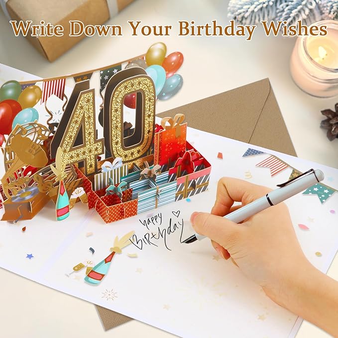 40th Birthday Card for Men Women, 3D Pop Up 40th Birthday Gifts Cards for Him Her, Back In 1985 Funny 40 Year Old Birthday Decorations, Classy Vintage