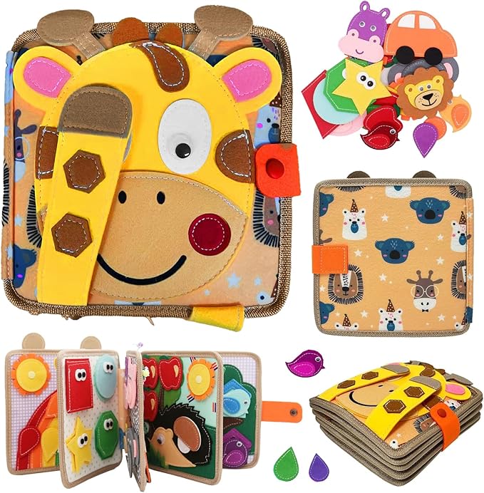 Montessori Busy Book for Toddlers 3, Busy Board Sensory Toys for Toddlers,Montessori Toys for 3+ Year Old Girls Gift,Toddler Travel Activities Educational Toys