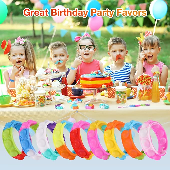 36 Pack Pop Fidget Toys Bulk Its Fidget Bracelet It Birthday Party Favors for Kids 4-8,8-12 Small Prize Box Toys for Kids Classroom Bubble Poppers Toddlers Toy for Students Girls Boys Cheap