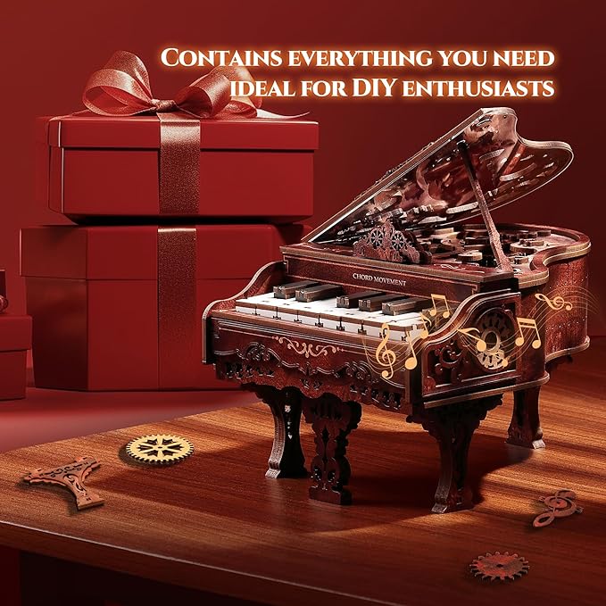 3D Wood Keyboard Piano Model Kit, Playable 3D Wooden Puzzle Digital Piano, Interactive Home Décor 3D Puzzle for Adults and Kids（Standard）