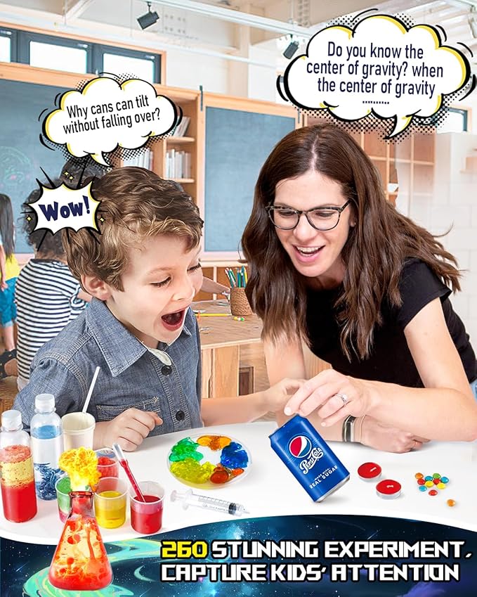 260+ Science Experiments - Over 120 pcs Science Kits for Kids Age 5-7-9-12, Boys Girls Pre School Chemistry Set & STEM Learning Educational Toys, Birthday Gifts Christmas Stocking Stuffers for Kids