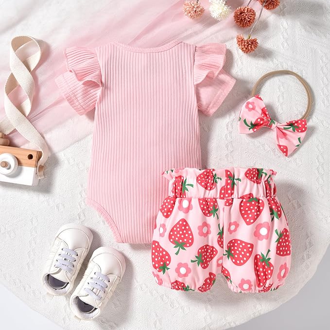 Aalizzwell Baby Girls Ribbed Bodysuit Bloomer Shorts Outfits Summer Clothes