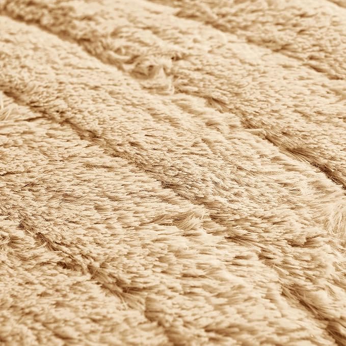 RBSC Home Plush Recliner Slipcover 23 Inches Beige Chair Covers Artificial Wool Lazy Boy Cover Quilted Cover for Recliner Chairs and Furniture Soft Warm