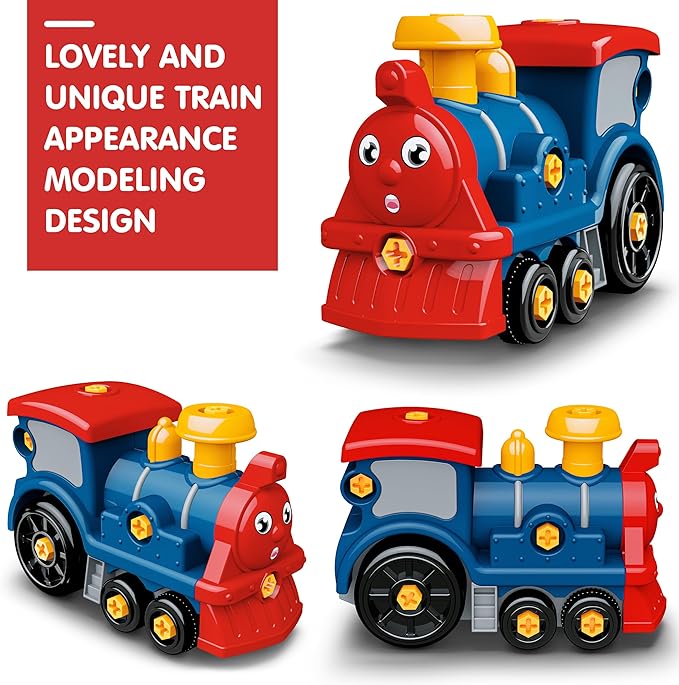 Toddler Take Apart Toy Set with Electric Drill, DIY Electric Train Assembly, STEM Building Learning Toys, Xmas Gifts for 3-8 Year Old Boys & Girls