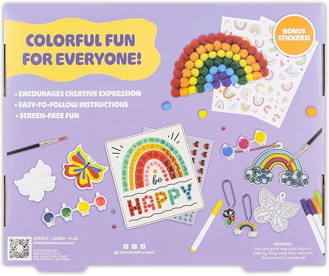 5-in-1 Rainbow Craft Kit - Multi-Project Colorful-Themed DIY Craft Set, All-in-1, Create-Build-Paint-Discover-Scratch, Kids 7+