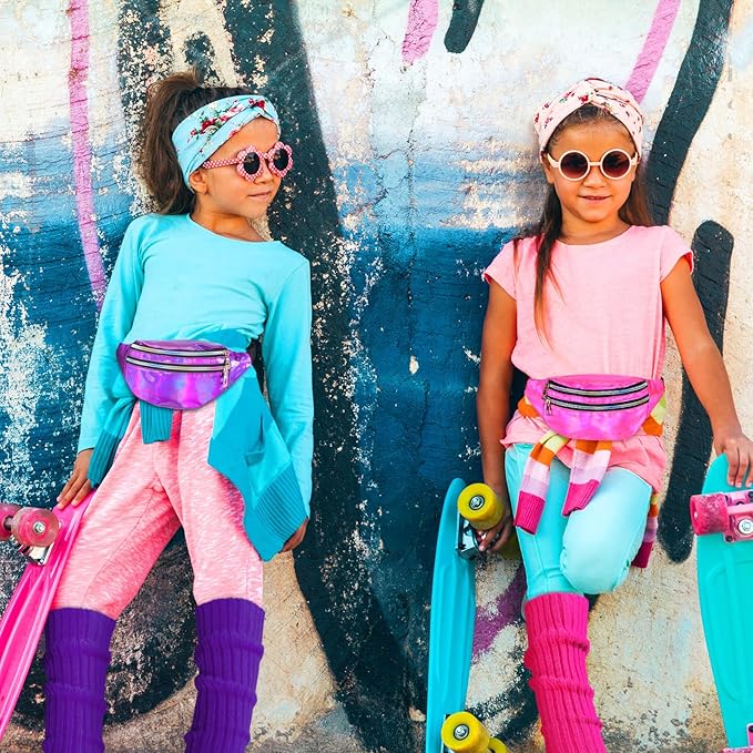 Giegxin 2 Set 80s Leg Warmers Set for Girls Kids Neon Ribbed Knit Leg Warmers Fitness Headband Wristbands for Cosplay Party