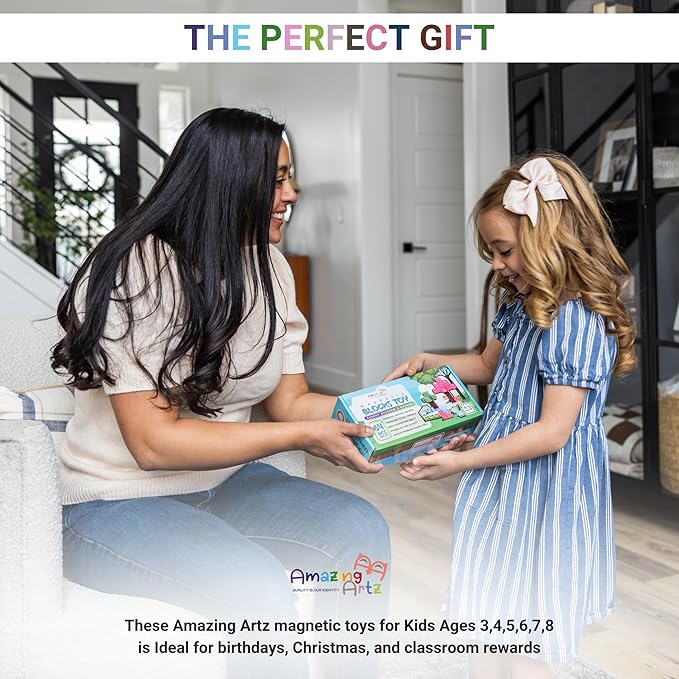 64 PCS Magnetic Blocks for Kids - STEM Montessori Sensory Toys for Toddlers Kids Boys Girls Ages 3 4 5 6 7 8 (Multicolor) - Magnetic Building Blocks Toys