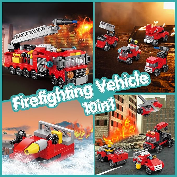 30Pack Mini Cars Building Blocks Party Favors for Kids - Small Fire Truck,City Police Car,Construction Vehicle for Goodies Bag Filling, Classroom Prizes for Boys 6-12