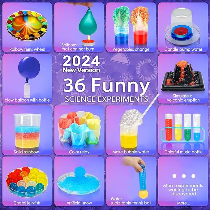 Kids Science Kit STEM Toys - Science Kits for Kids Age 6-8-12, 36 Science Lab Experiments Educational Games, 60+ PCS Science Toys for Kids, Christmas, Birthday Gift for 6-12 Year Old Boys & Girls
