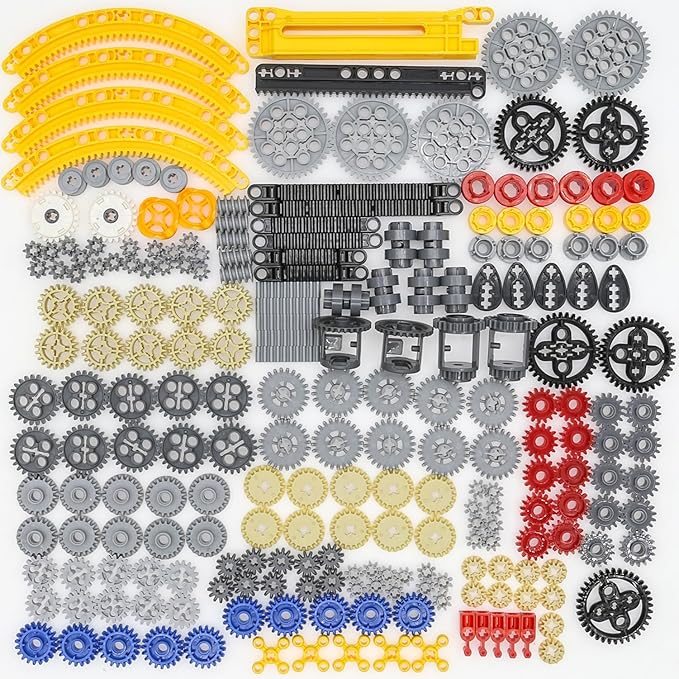 237Pcs Technic-Parts Building Blocks,Gears-Axles-Pins Axle-Pin-Gear Compatible with Major Brands Rack-Gear-Axle Pin Connector-Differential, MOC Replacement Parts Kit.