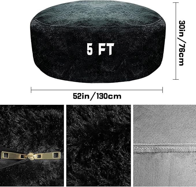 Big Huge Giant Bean Bag Chair Cover for Adults, (No Filler) Machine Washable Covers Bean Bag Chairs in Multiple Sizes and Colors Giant Foam-Filled Furniture Filled Furniture (Peacock Blue, 5FT)