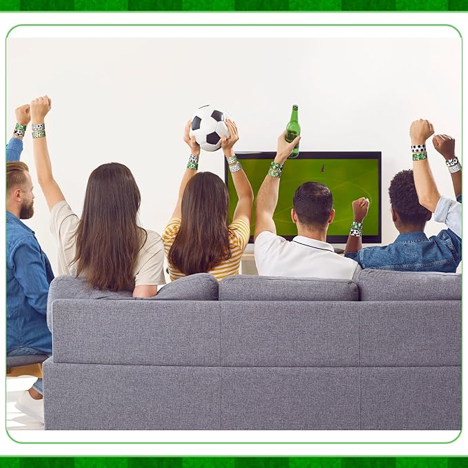 Aoriher 72 Pcs Soccer Slap Bracelets Soccer Wristbands Bracelets Bulk for Soccer Party Favors Sport Themed Bracelet