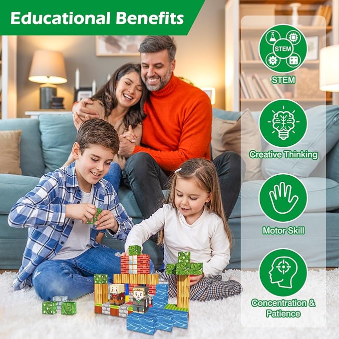 68Pcs Magnetic Blocks Craft World Set, Magnetic Blocks Le Building go Toys for Kids,STEM Sensory Toys for Toddlers Kids Christmas Birthday Gifts for 3+ Years Old Girls Boys