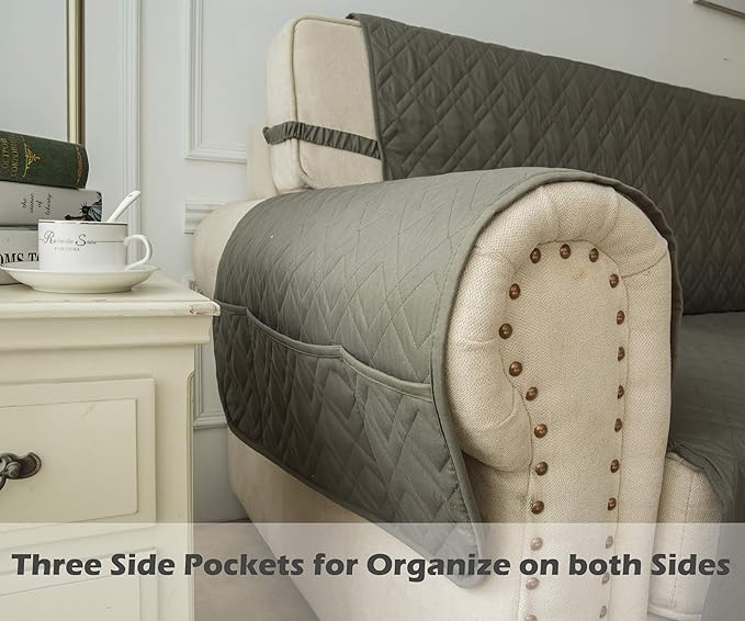 Ameritex Couch Sofa Slipcover 100% Waterproof Nonslip Quilted Furniture Protector Slipcover for Dogs, Children, Pets Sofa Slipcover Machine Washable (Green, 68")