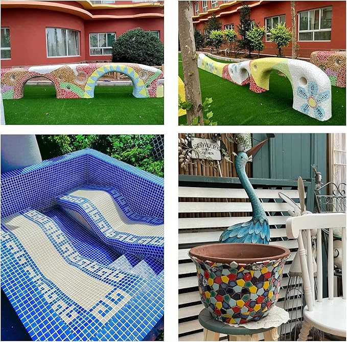 50 Pieces Mix Color Mosaic Tiles for Crafts 1" Ceramic Tiles Assorted Colors Square Ceramic Mosaic Project Supplies for Photo Frame Mosaic Stepping Stones Bath Old Pool Furniture Decor