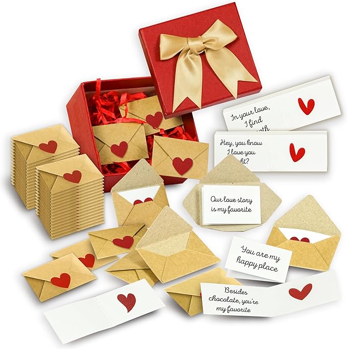 60 Love Notes For Him Her - Valentines For Him, Cute Couple Gifts For Boyfriend Birthday Gift Ideas, Mini Envelopes Lunch Notes For Husband, Long Distance Relationship Gifts For Girlfriend
