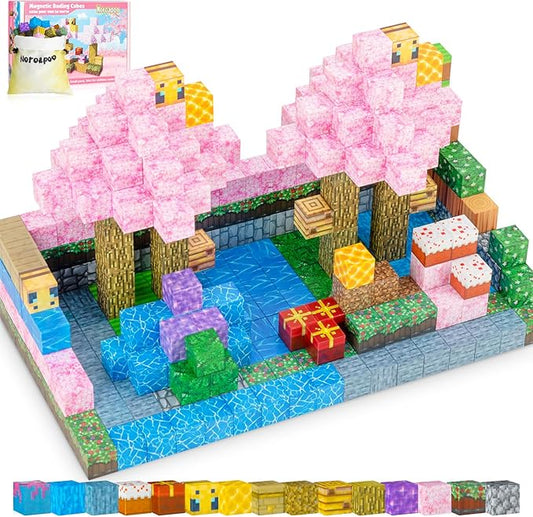 80Pcs Magnetic Blocks Craft World Set, Magnetic Blocks Le Building go Toys for Kids,STEM Sensory Toys for Toddlers Kids Christmas Birthday Gifts for 3+ Years Old Girls Boys