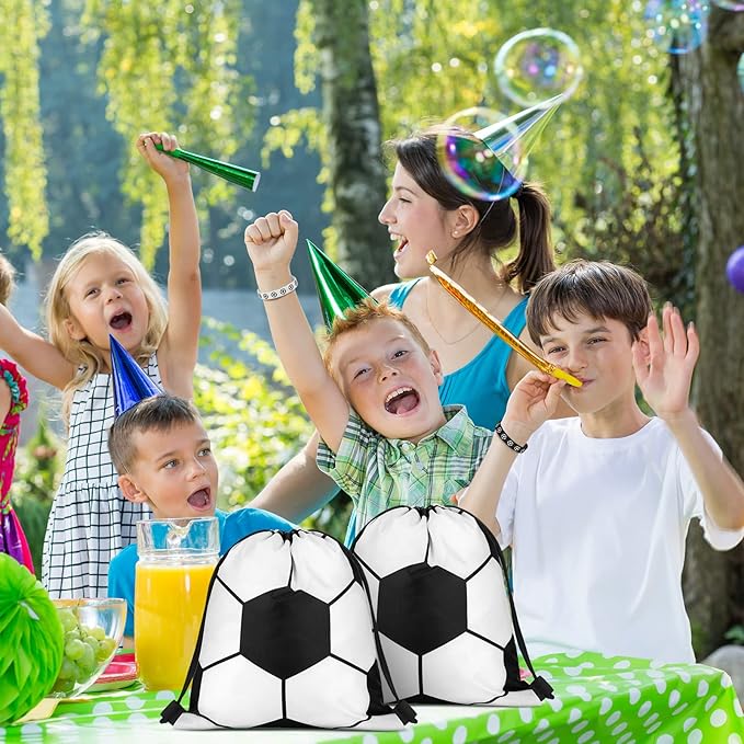 34 Pieces Soccer Party Favors 10 Soccer Drawstring Bags Sports Gym 12 Soccer Bracelet Wristband Silicone Rubber Bracelet 12 Soccer Keychains Soccer Team Gift for Men Women Sport