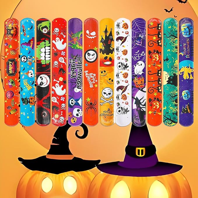 36 PCS Halloween Slap Bracelets Party Favors,Bulk Snap Bracelet Party Favors Supplies for kids&teens Gifts Teacher Classroom School Favors Prizes Exchanging Gift