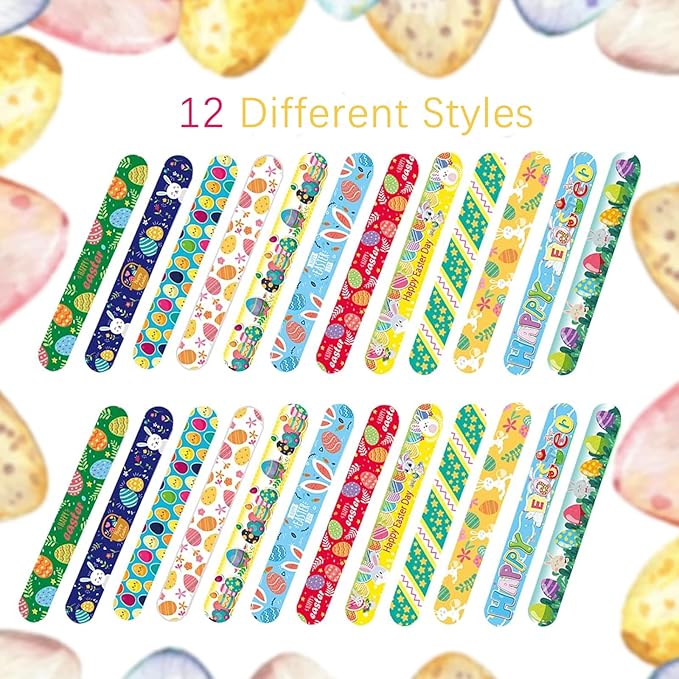 36 Pcs Easter Slap Bracelets Toys Easter Basket Stuffers Egg Fillers Gifts Party Favor