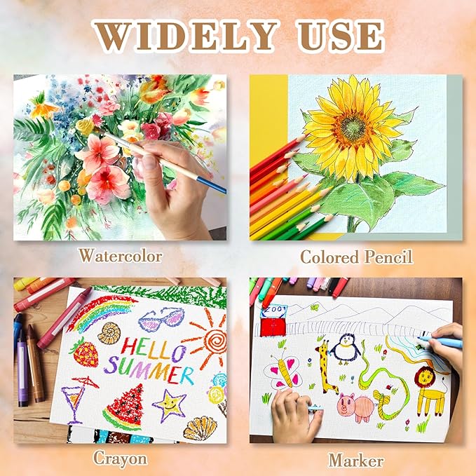 50PCS 4x6 Watercolor Paper Bulk, 140lb/300g Cold Press Thick Water Color Paper Pad for Kid Child Adult, White Art Paper for Drawing Painting Markers Gouache, Textured Cotton Paper Sheets