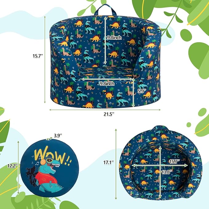 ALIMORDEN Snug-Arch Toddler Couch, Comfy Foam Baby Chair, Ergonomic Toddler Chair with a Snug Embrace Design for Boys and Girls, Dinosaur