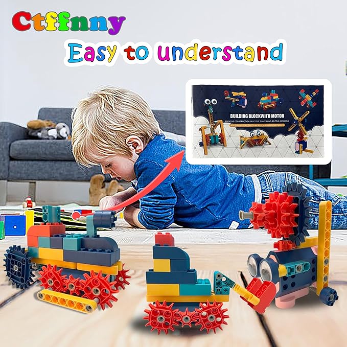 26-in-1 116Pcs Large Particles Electric Drive Building Blocks Toys Stem Kits Erector Sets Engineering Take Apart Assembly Tinker Toys for Boys Kids Children Age 6+