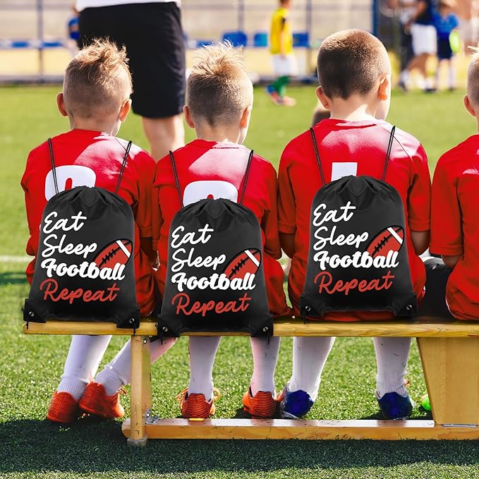 48 Pcs Football Party Favors for Kids Include 12 Football Drawstring Bags, 12 Football Keychain, 12 Silicone Football Bracelets, 12 Mini Stress Ball for Sports Birthday Supplies Decorations