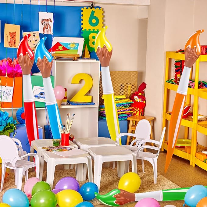5 Pcs 43.3 Inch Giant Inflatable Paint Brushes Large Colored Blow up Paint Brushes Paintbrush Balloons Prop Kit for Back to School Inflatable Decorations Birthday Party Favor