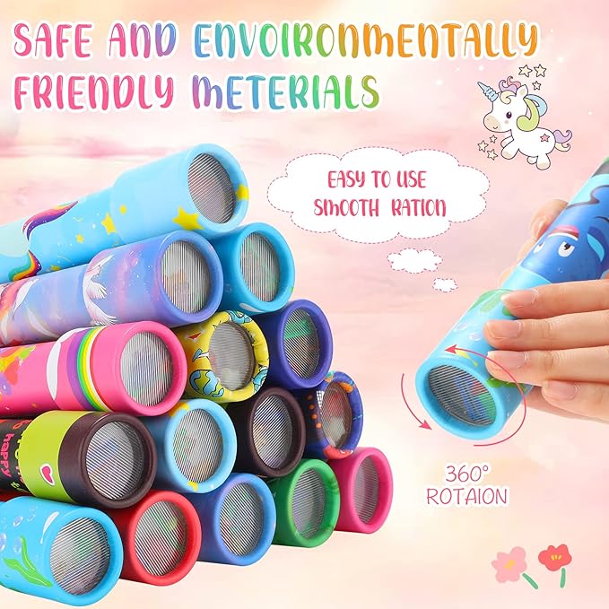 15 Pcs Classic Kaleidoscopes Kids Birthday Party Favor Old Fashioned Vintage Educational Toys Stocking Stuffers Goodie Bag Fillers for Classroom School Return Gifts Carnival Prizes (Cute Style)