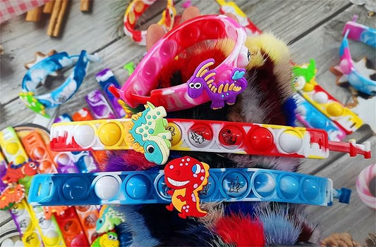 20 Packs Bulk Dinosaur Fidget Bracelet for Kids Boys Girls,Classroom Birthday Activity Party Favors Prizes